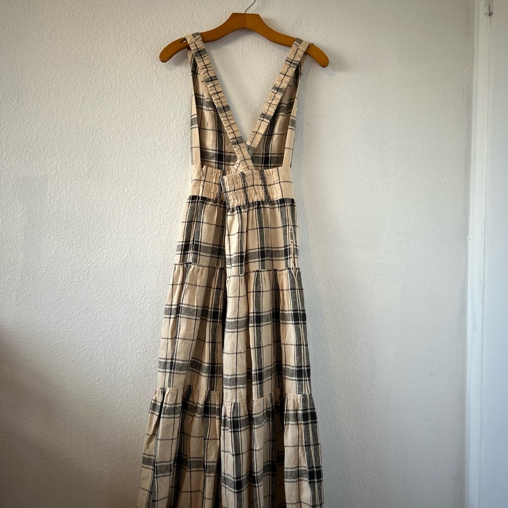 Shona Joy Indra Linen Plunged Cross Back Midi Dress Size 4 - Picture 14 of 14